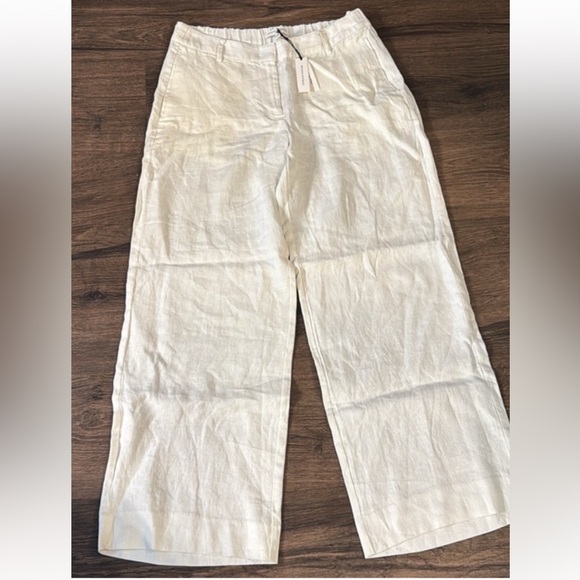 NWT! Banana Republic Cream White The Everyday Wide-Leg Linen Pant -713516 🩷 - Picture 4 of 5